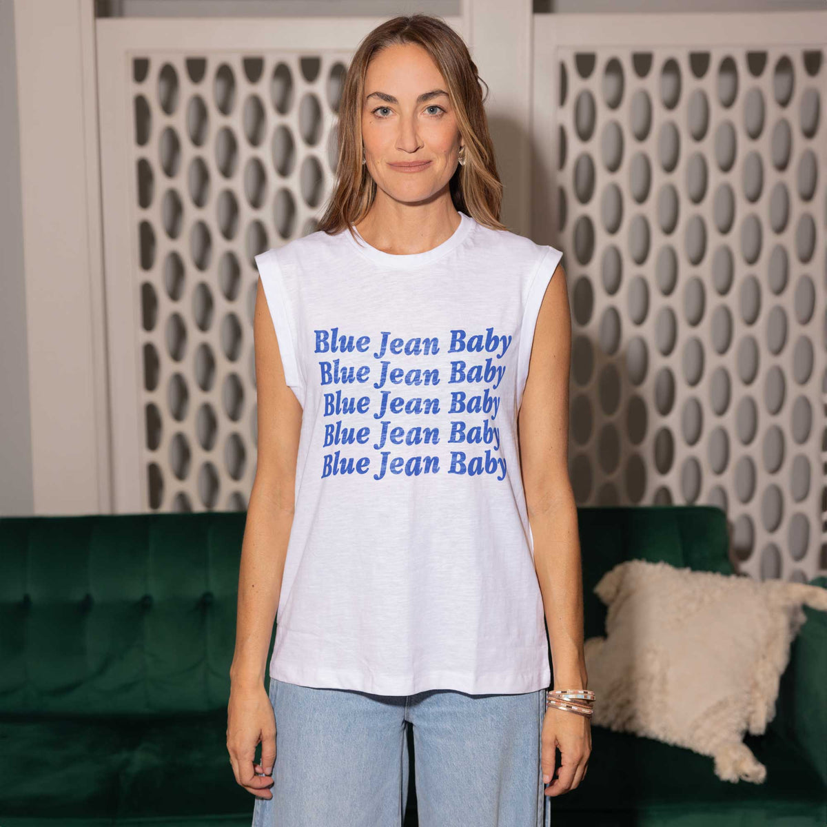 Blue Jean Baby White Moto Tee
