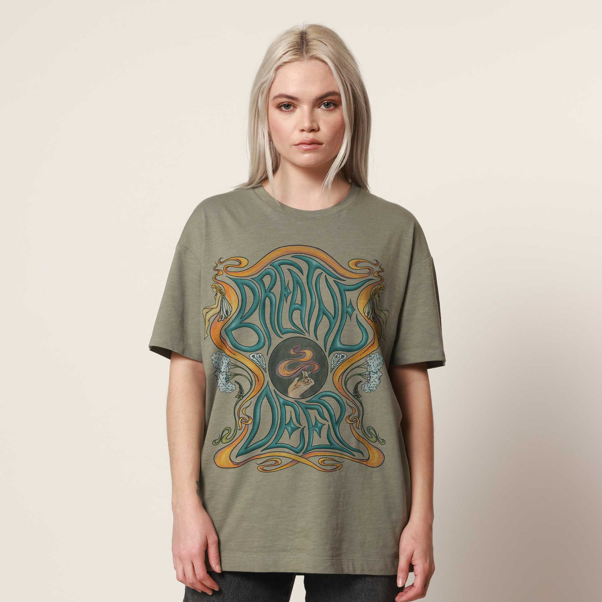 Breathe Deep Sage Oversized Tee