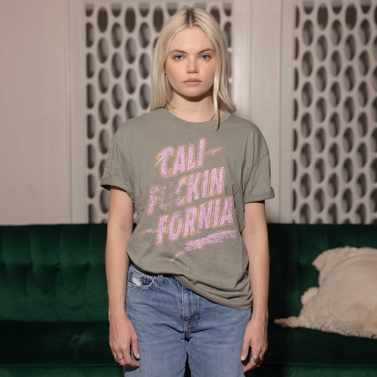 Cali Fuckin Fornia Tee Sage Oversized Tee
