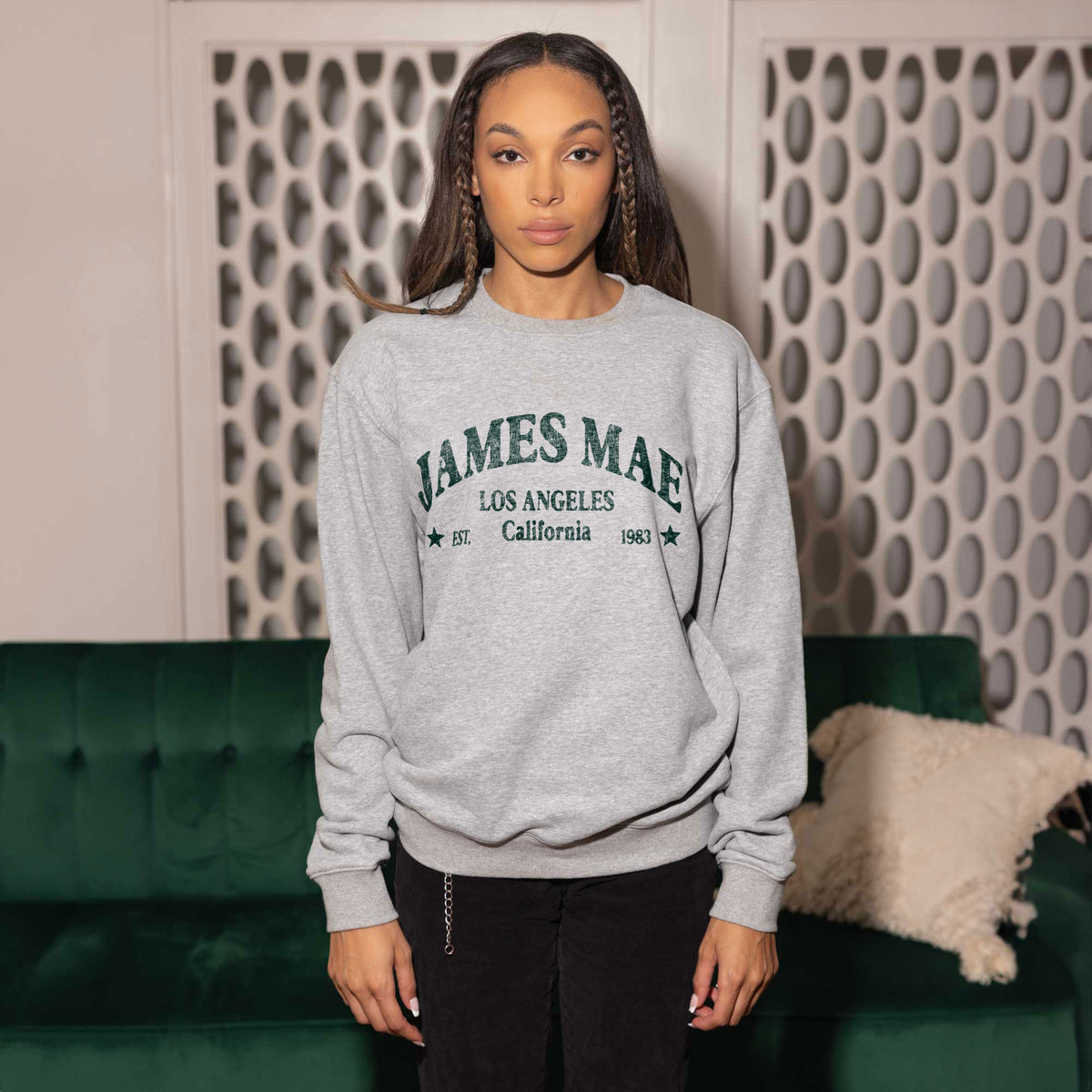 James Mae Collegiate Heather Grey Crewneck