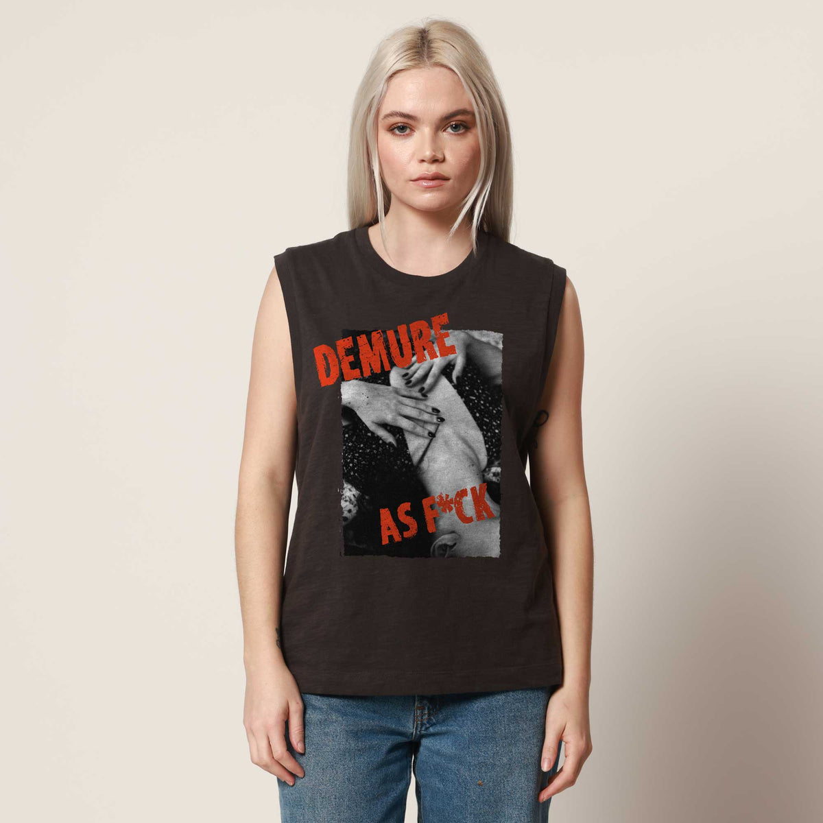 Demure As F*CK Black Moto Tee