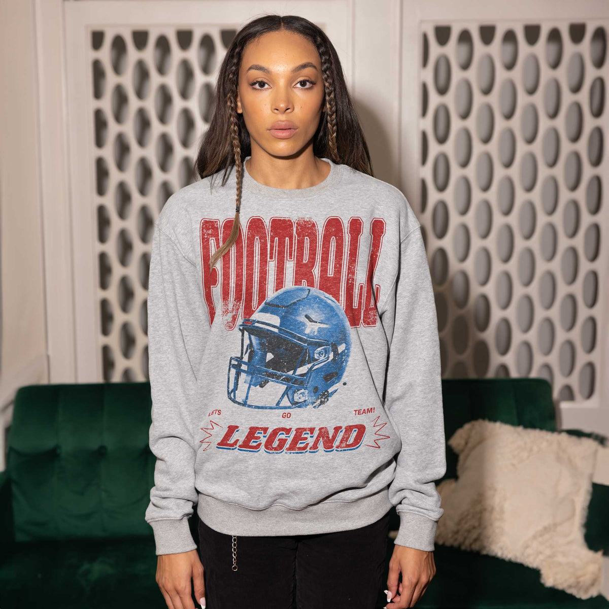 Football Legend Heather Grey Crewneck Sweatshirt