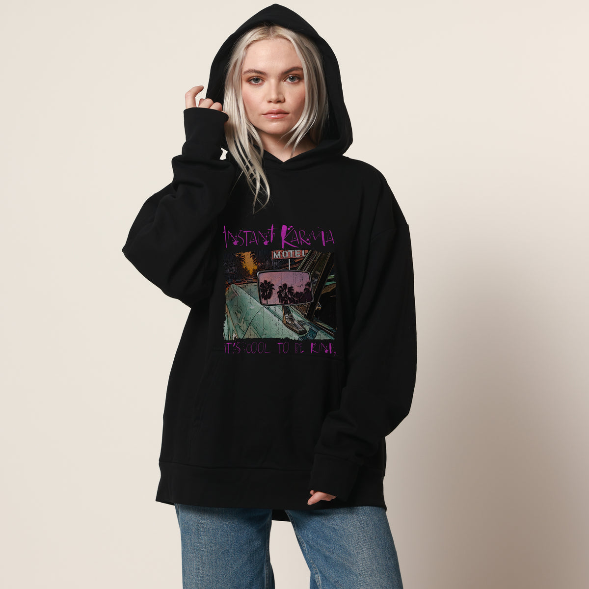 Instant Karma Black Oversized Hoodie