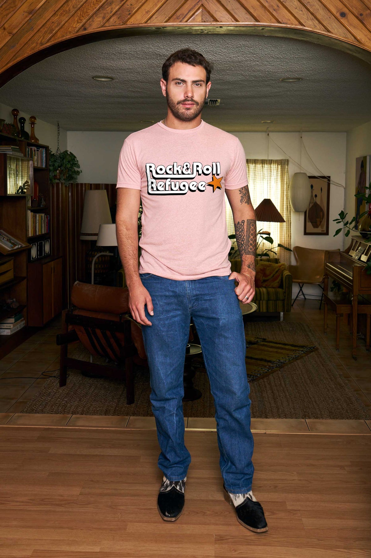 Rock and Roll Refugee Peach Unisex Tee