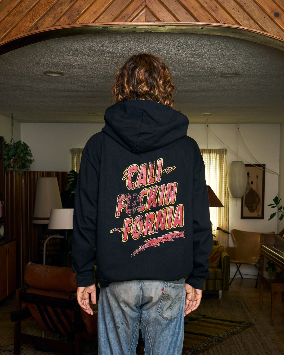 Cali-F-Fornia Black Oversized Hooded Sweatshirt