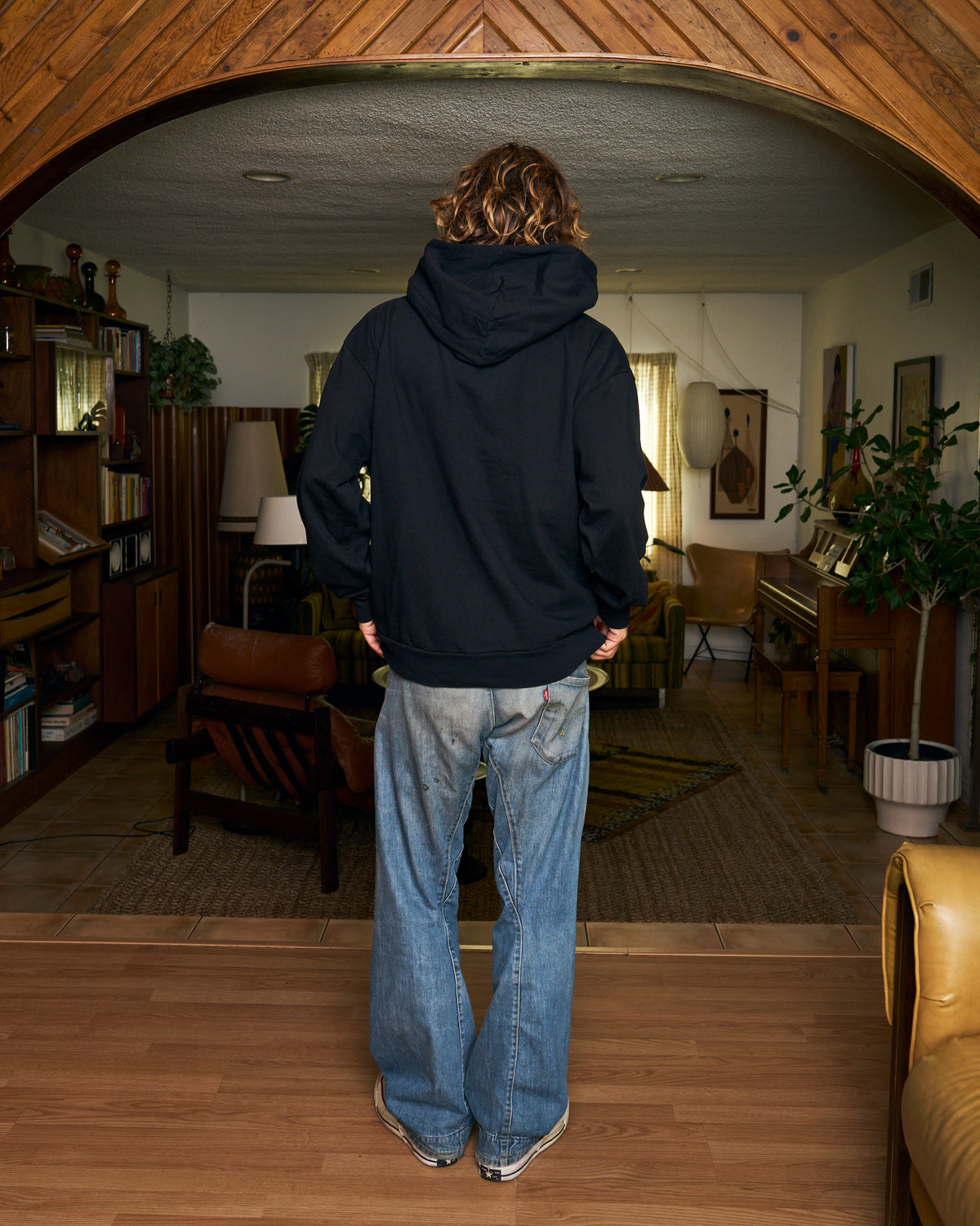 James Mae Collegiate Black Oversized Hooded Sweatshirt