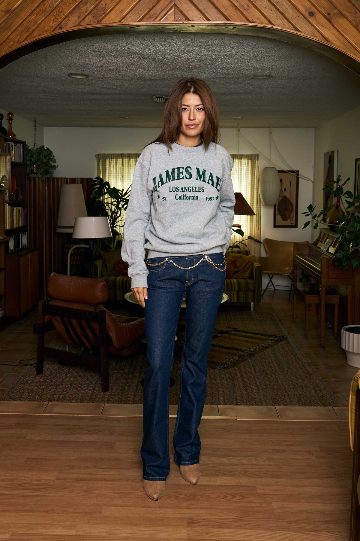 James Mae Collegiate Heather Grey Crewneck