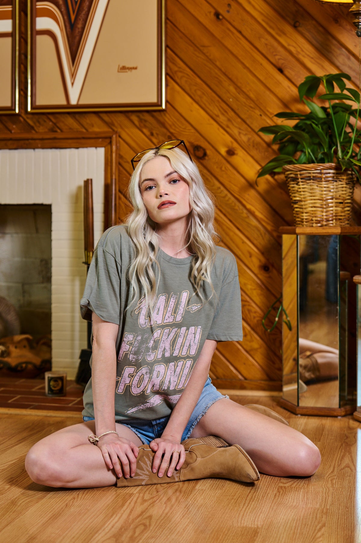 Cali Fuckin Fornia Tee Sage Oversized Tee