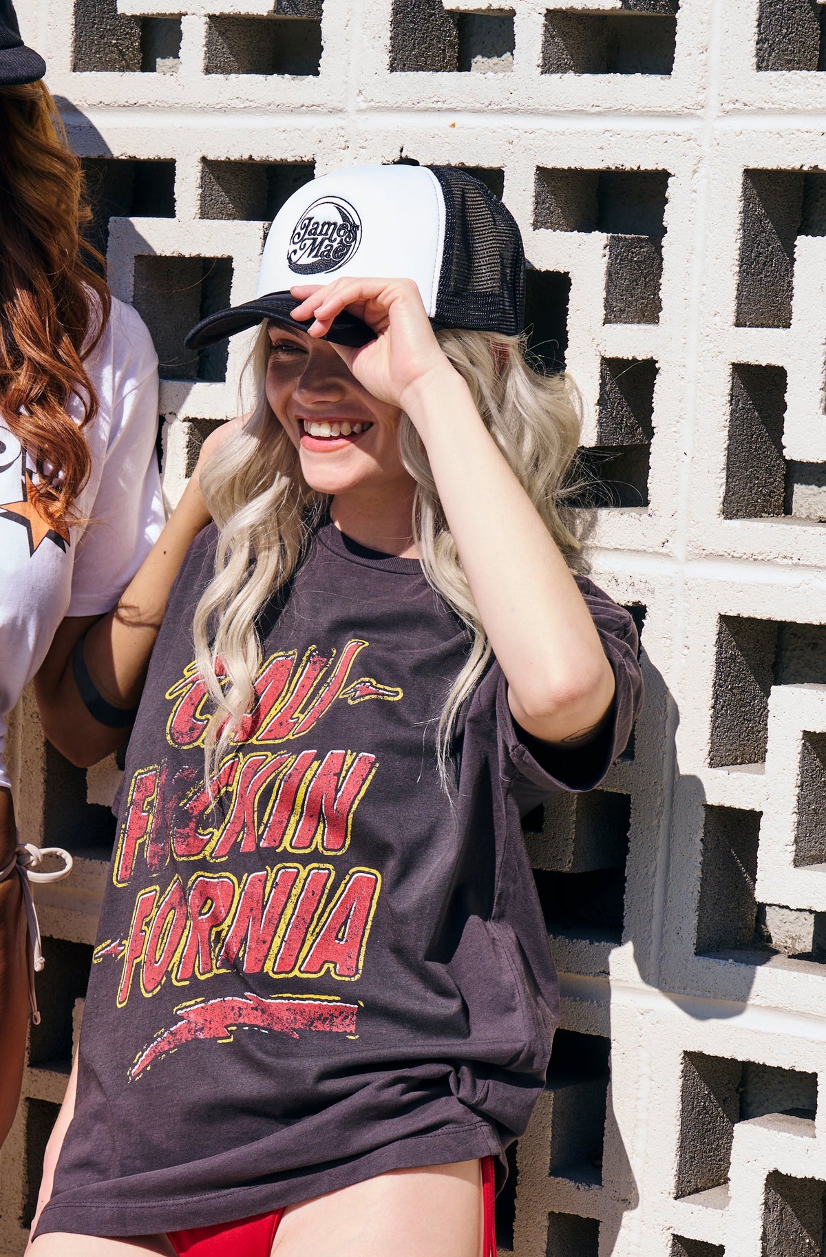 James Mae Classic Logo Trucker Hat- Black