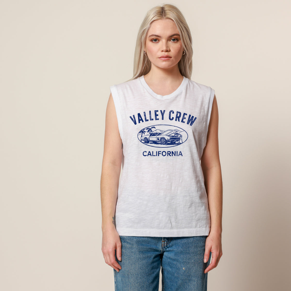 Valley Crew Car White OG Moto Tee