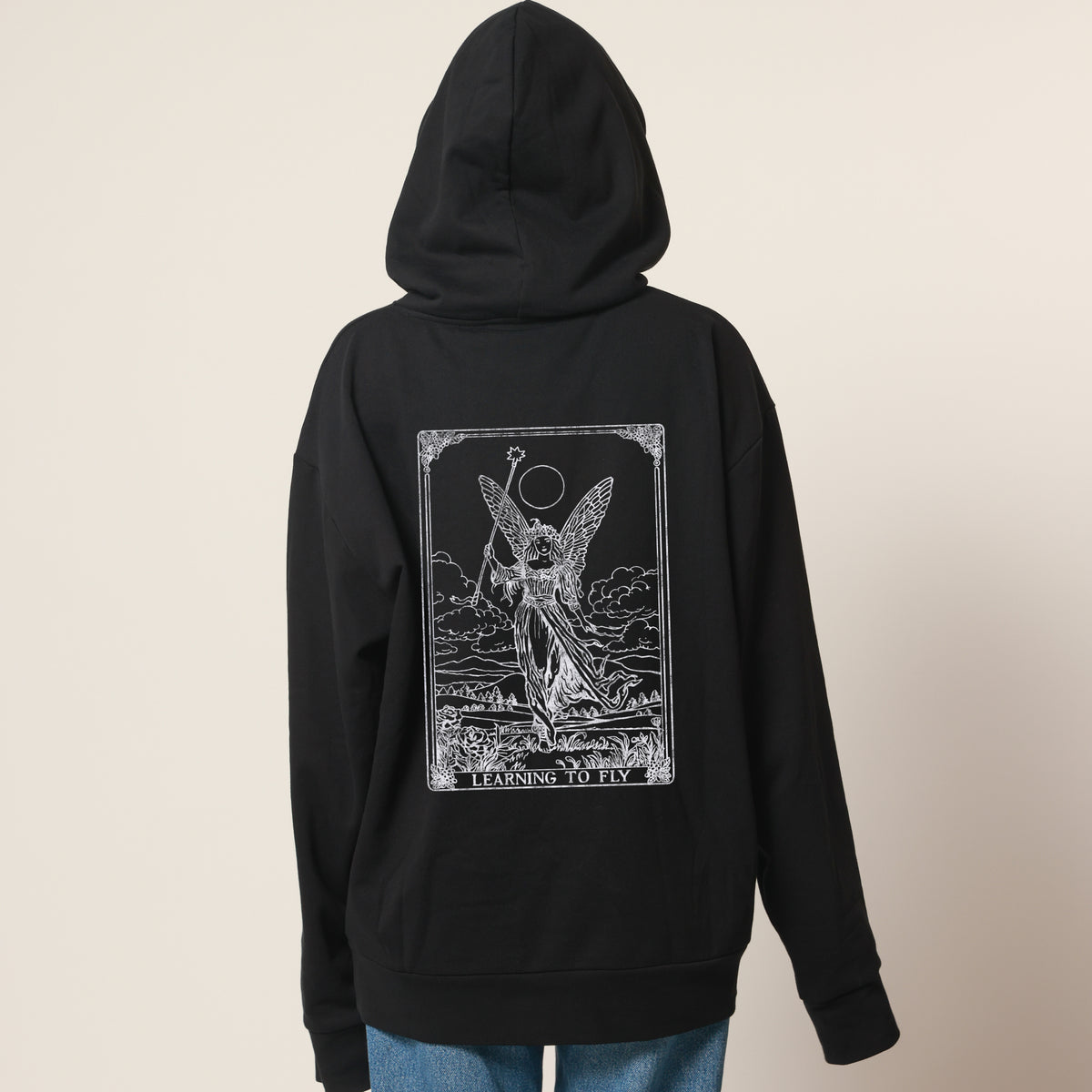 Learning to Fly Black Oversized Hoodie