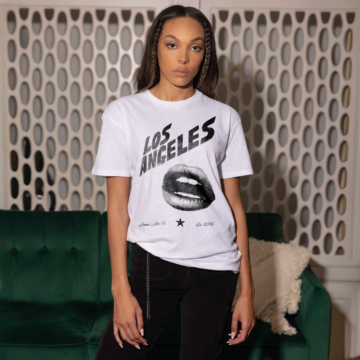 LA Lips White Oversized Tee