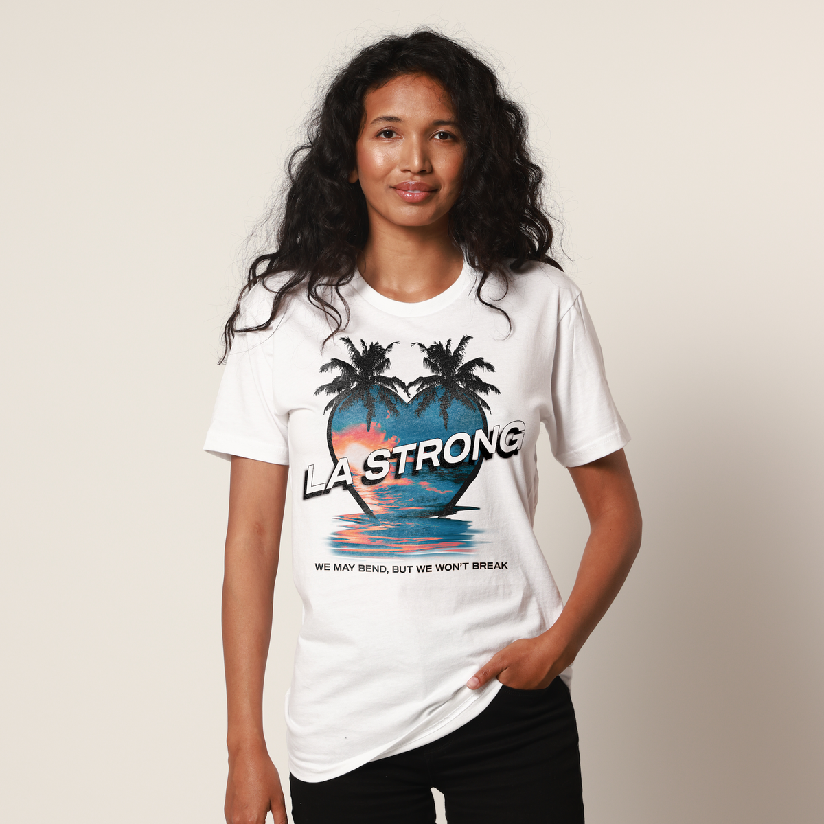 LA STRONG Tonal Unisex White Tee