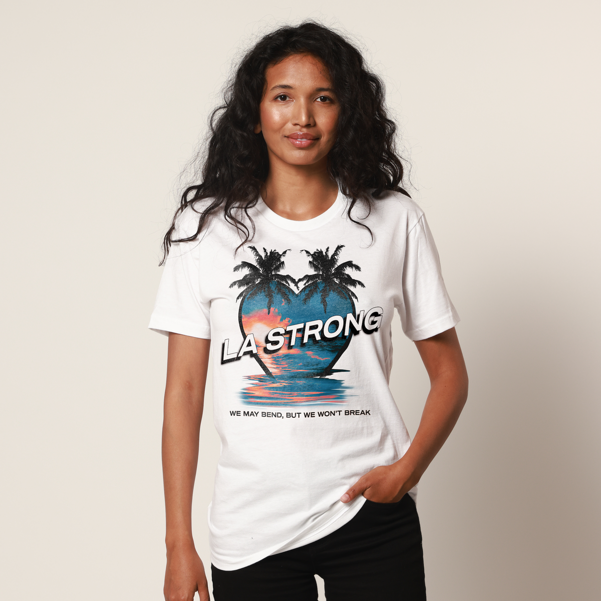 LA STRONG Unisex White Tee