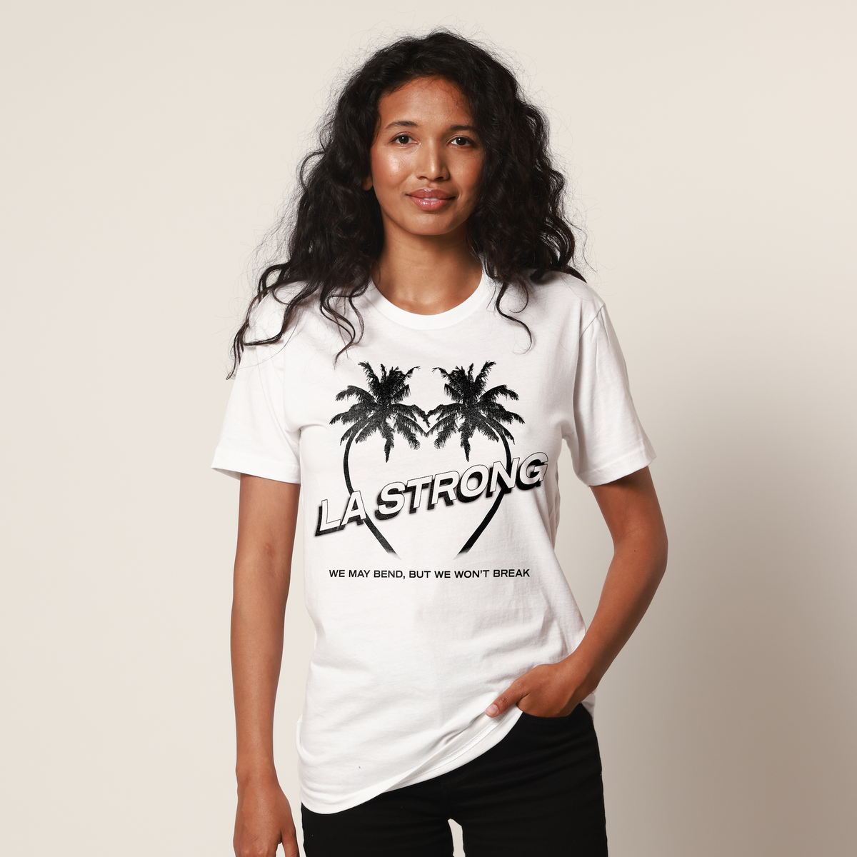 LA STRONG Tonal Unisex White Tee
