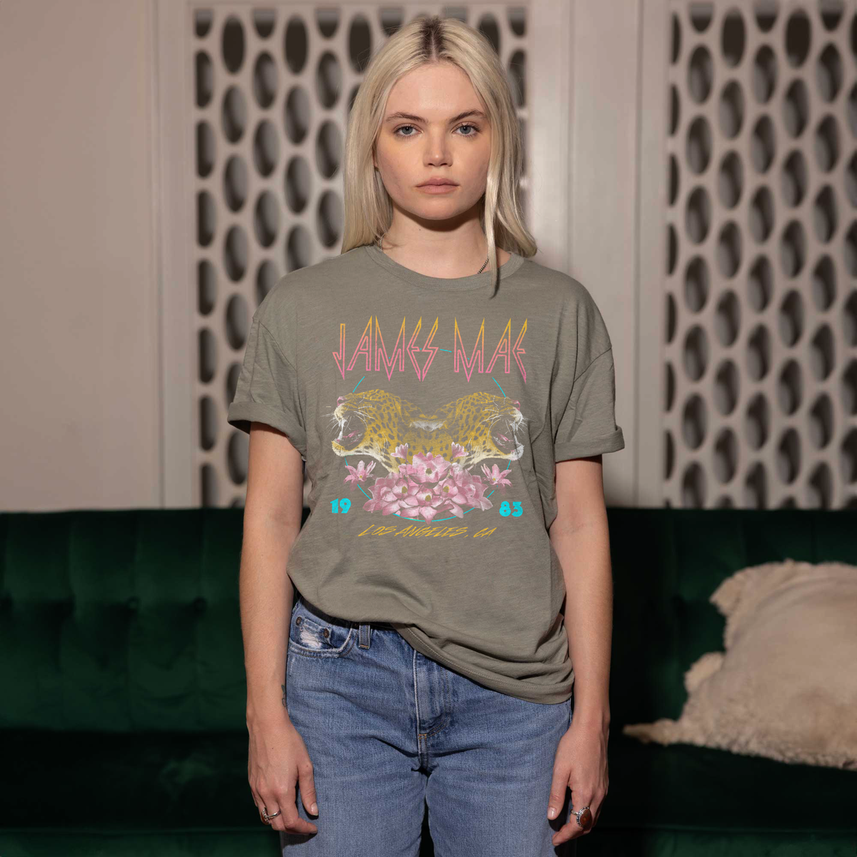 JM Leopard Tour 1983  Sage Oversized Tee