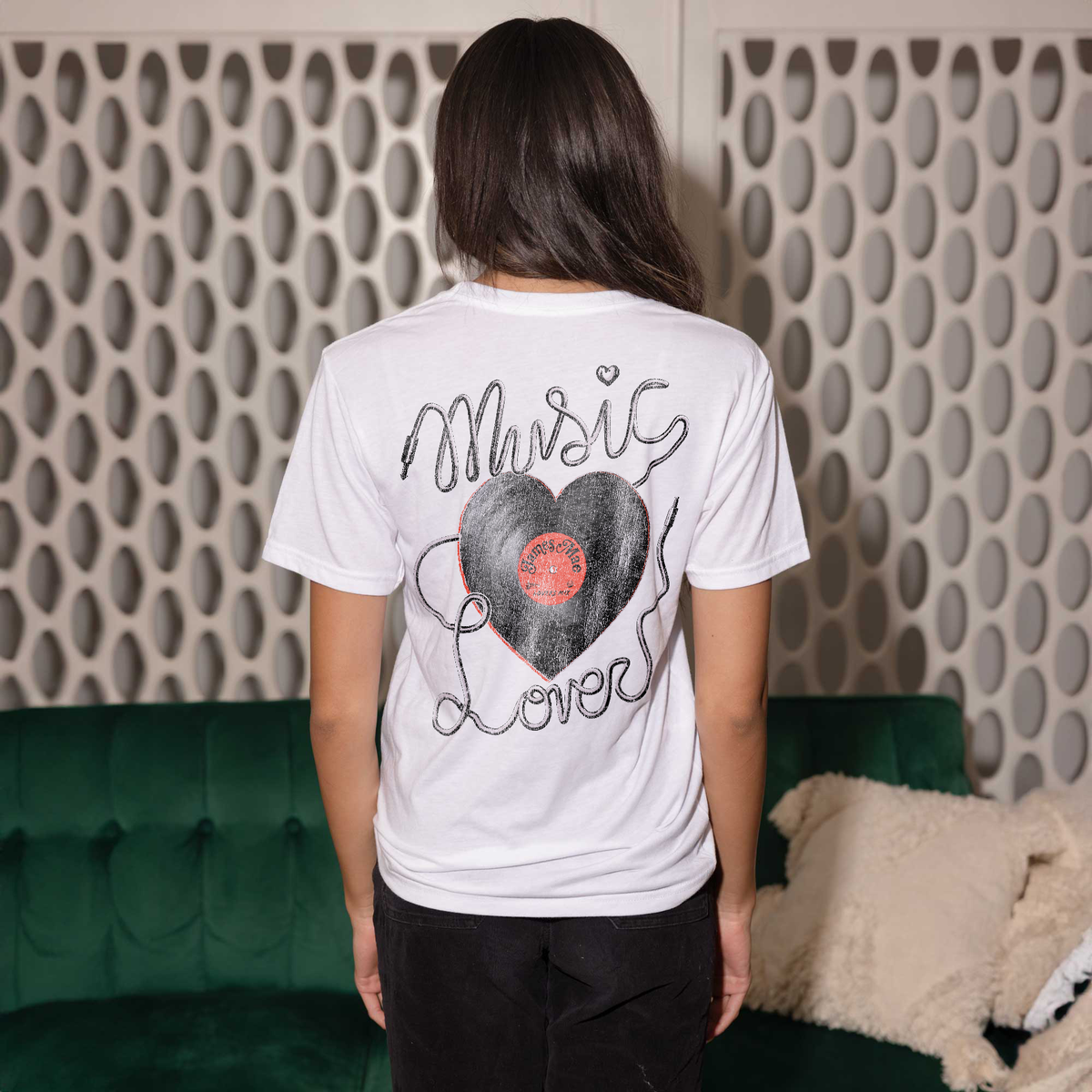 Music Lover White Oversized Tee