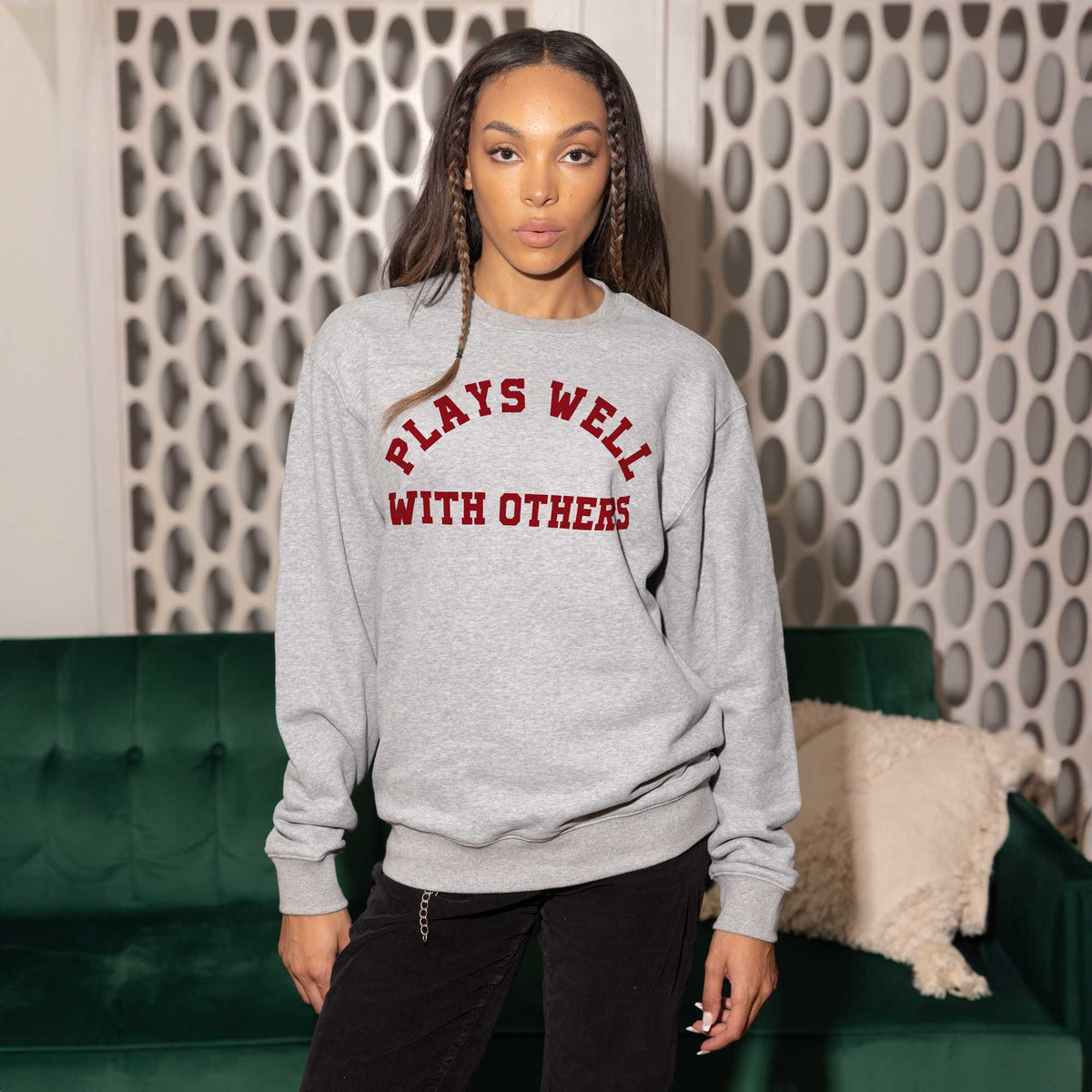 Plays Well With Others Heather Grey Crewneck Sweatshirt