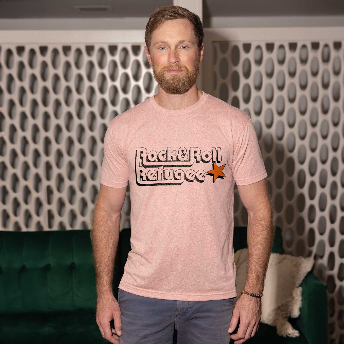 Rock and Roll Refugee Peach Unisex Tee