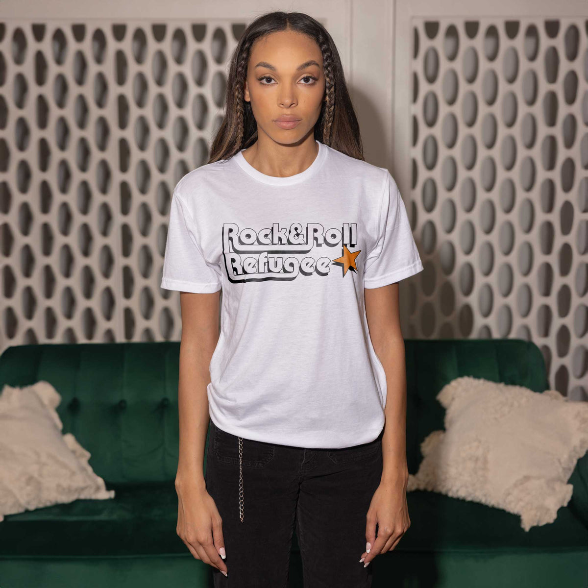 Rock and Roll Refugee White Oversized Tee