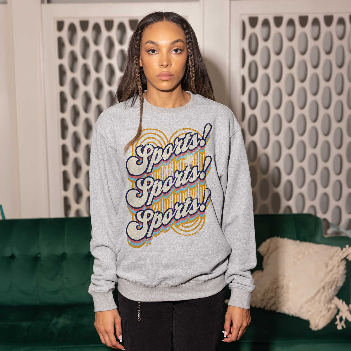 Sports Sports Sports Heather Grey Crewneck Sweatshirt