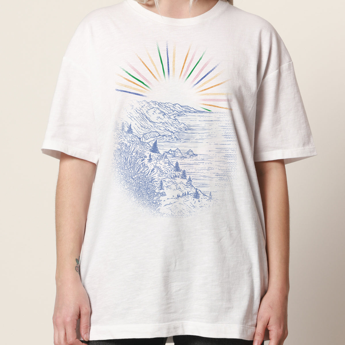 Coastal Cliff Oversized White Tee