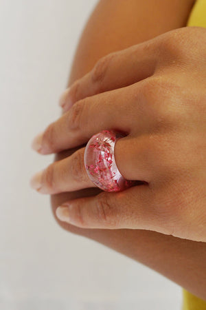 James Mae Pink Flower Resin Ring