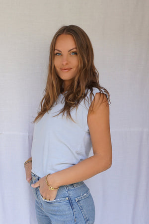 James Mae Blue Mist Moto Tee