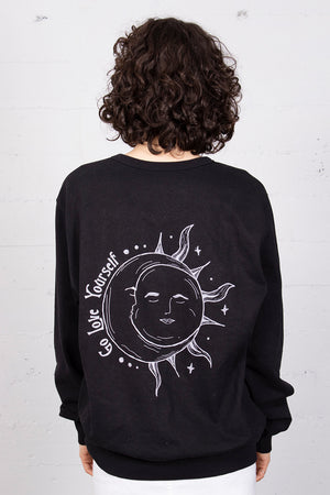 James Mae Go Love Yourself Black Recycled Sweatshirt
